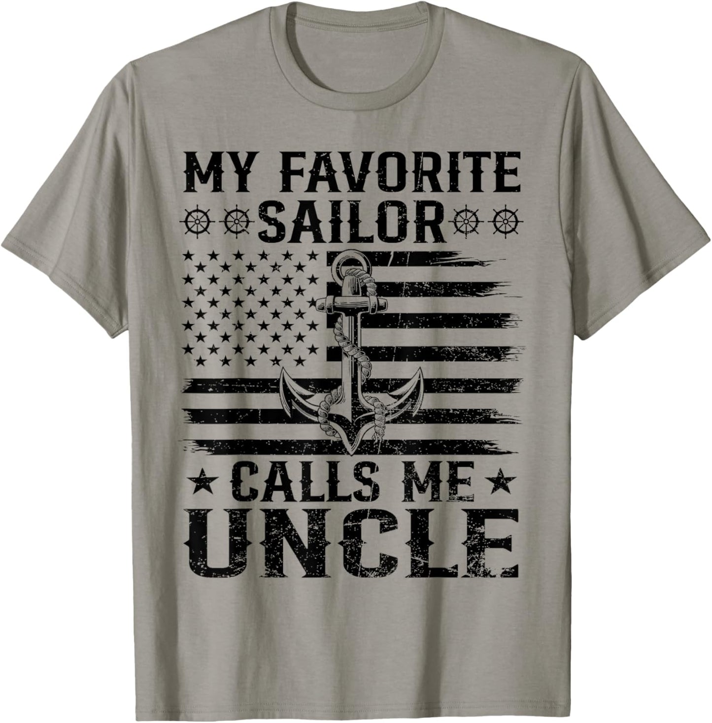 My Favorite Sailor Calls Me Uncle Family Matching Flag US T-Shirt - T-Shirt | Sand