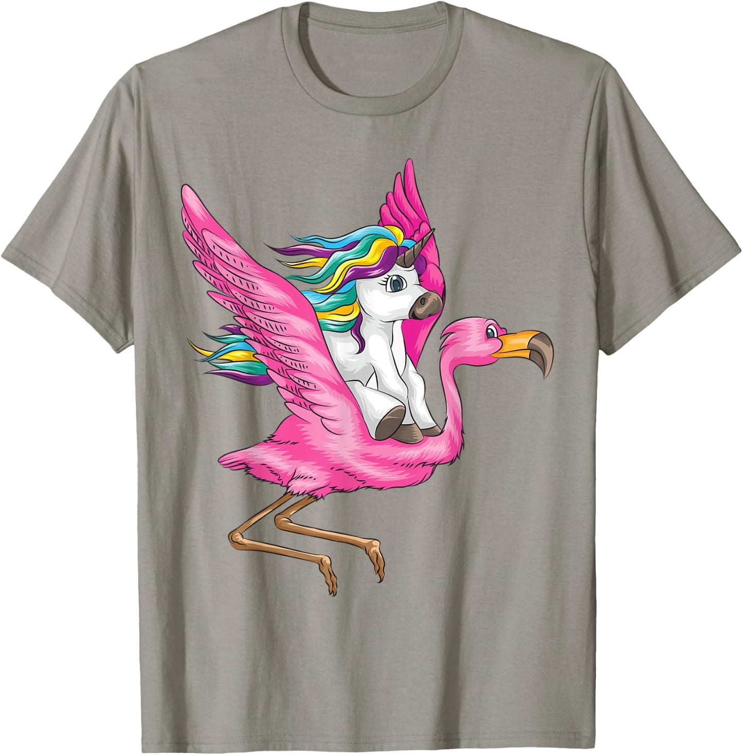 Unicorn Riding Flamingo Shirt | Fantasy Creatures Fans Gift T-Shirt - T-Shirt | Sand
