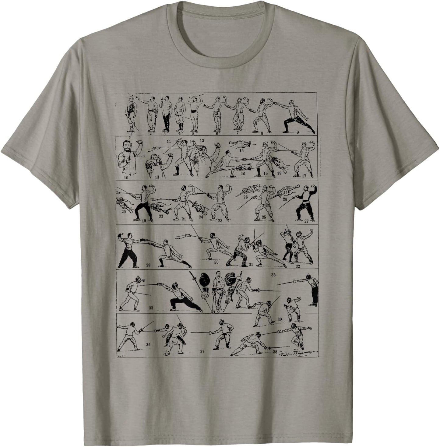 Fencing Vintage Chart Retro Funny Fencing Sports T-Shirt - T-Shirt | Sand