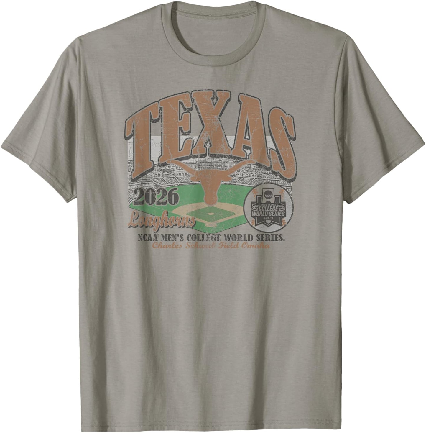 Texas Longhorns College World Series 2026 CWS Baseball T-Shirt - T-Shirt | Sand