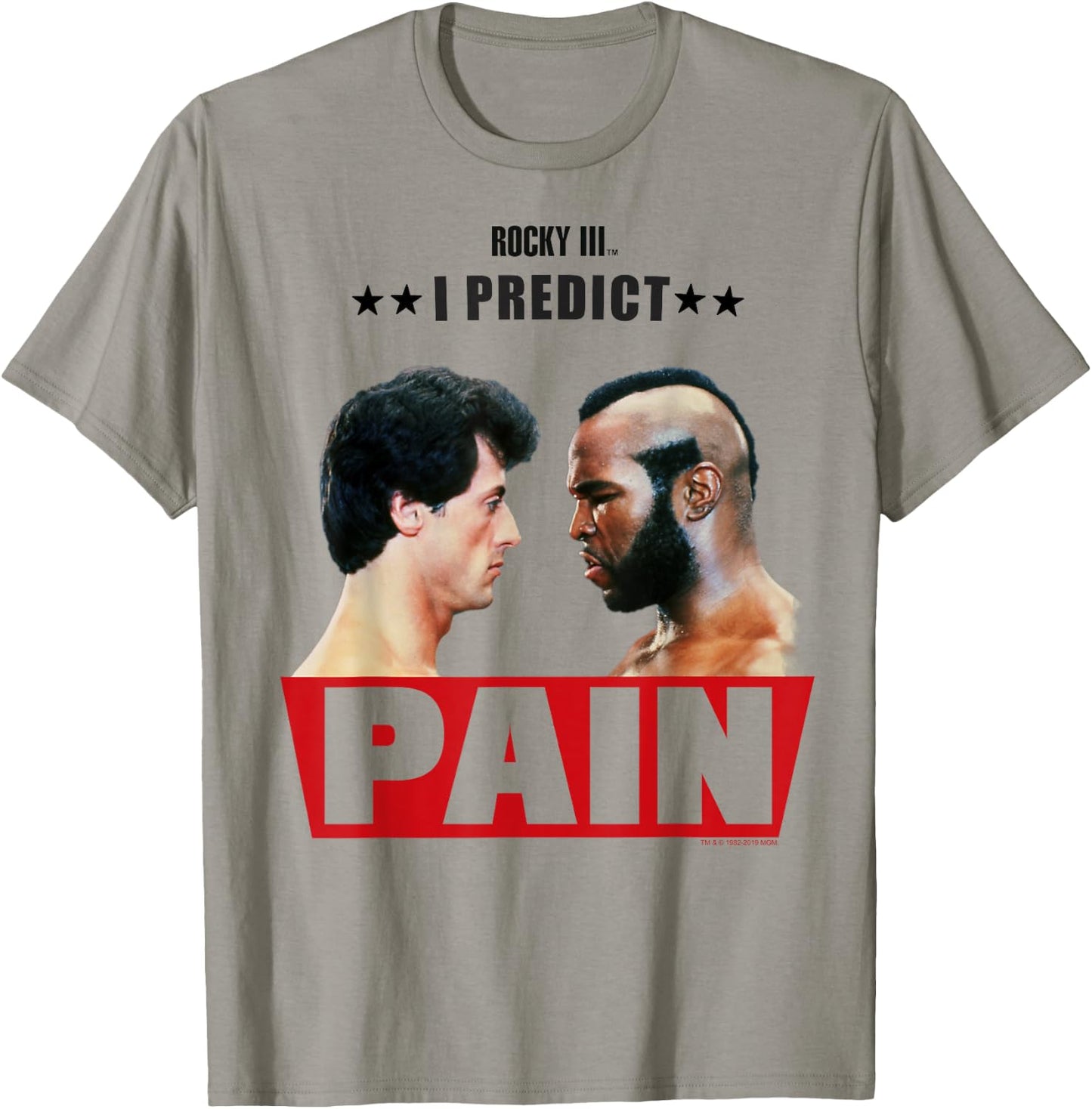 Rocky 3 I Predict Pain Rocky and Clubber Face Off Portrait T-Shirt - T-Shirt | Sand