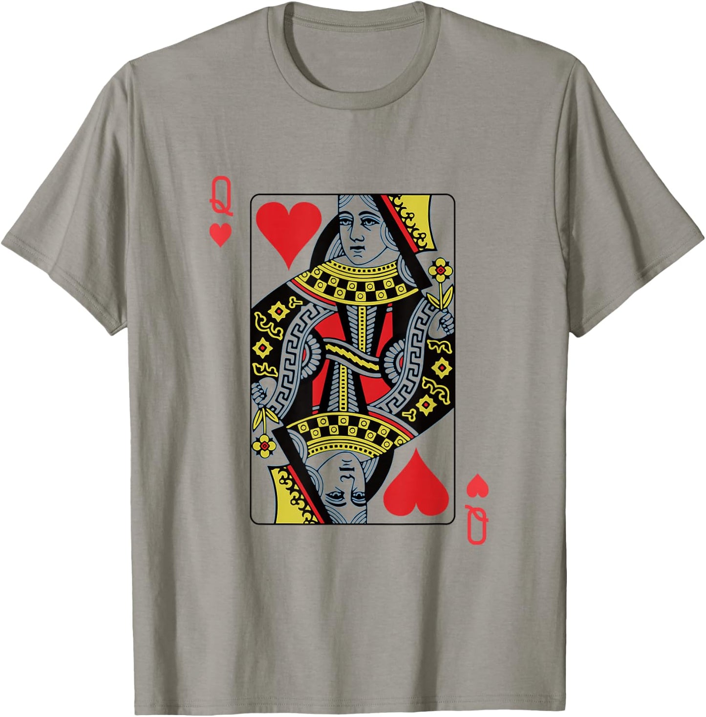 Queen of Hearts Playing Card Poker T-Shirt - T-Shirt | Sand