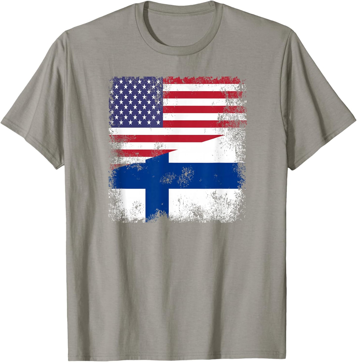 Half Finnish Flag | Vintage Finland USA Gift T-Shirt - T-Shirt | Sand