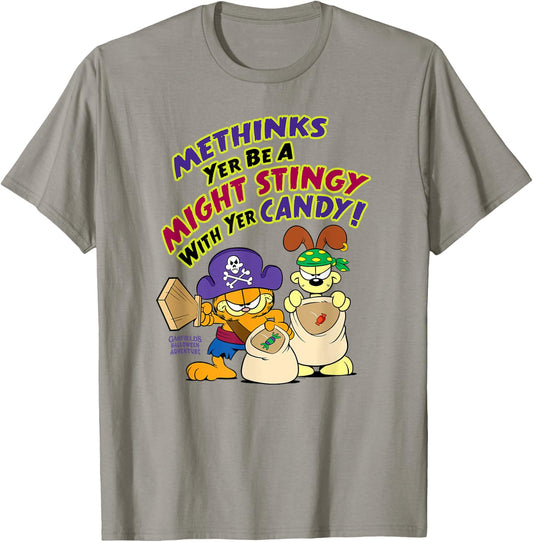 Garfield Might Stingy with Yer Candy Halloween Cartoon Cat T-Shirt - T-Shirt | Sand