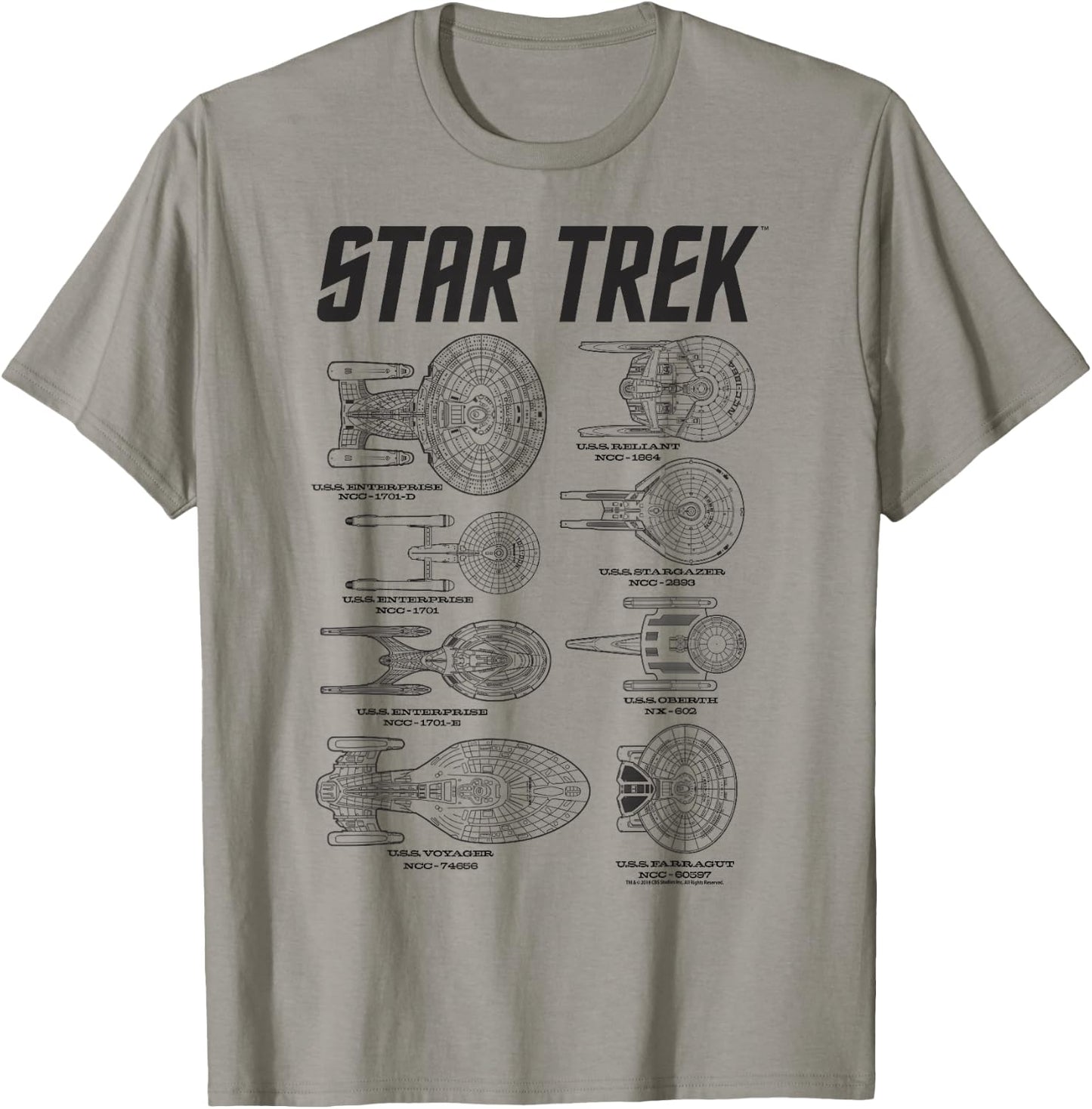 Star Trek Spaceships of Starfleet Enterprise Textbook T-Shirt - T-Shirt | Sand