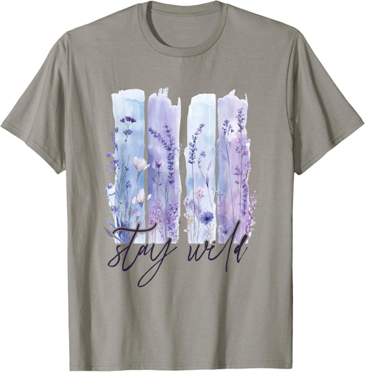 Stay Wild Coquette Brushstroke Summer Flower Wildflower T-Shirt - T-Shirt | Sand