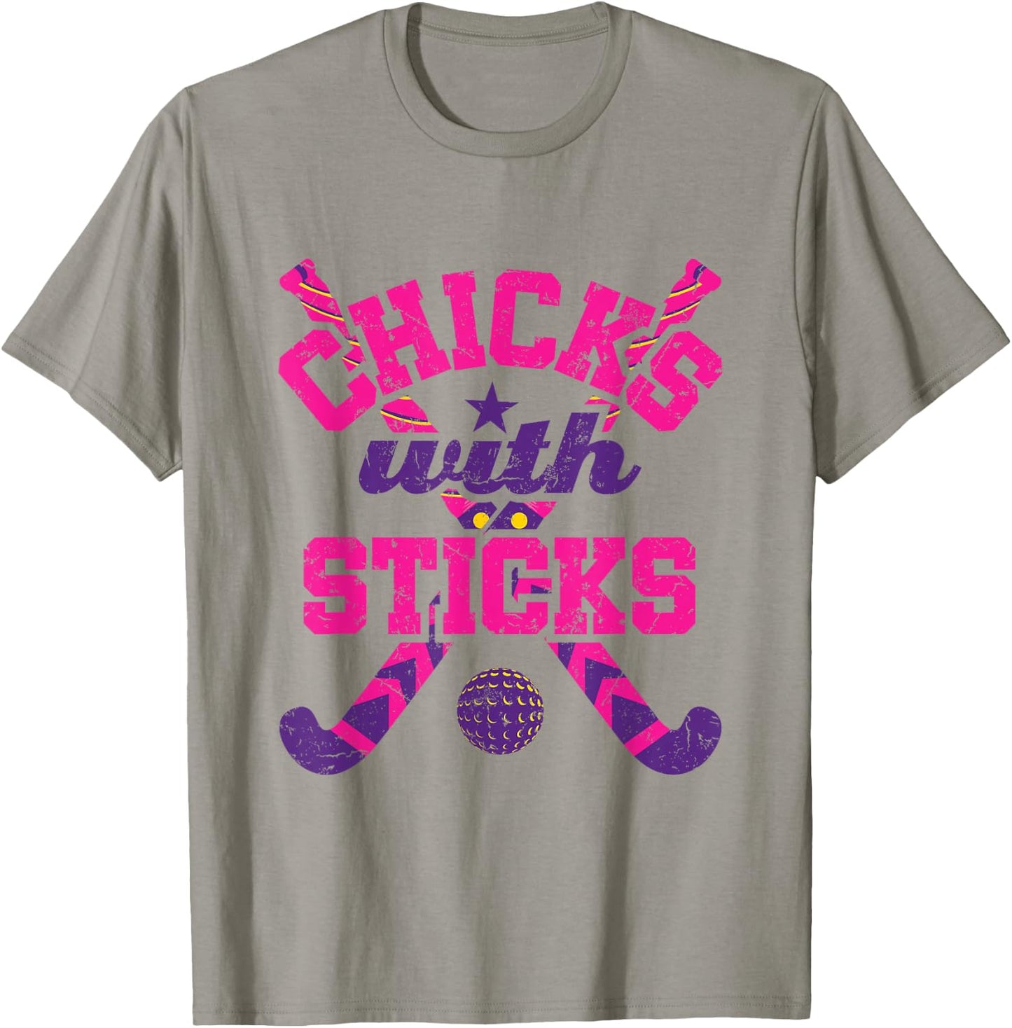 Chicks with Sticks Field Hockey T-Shirt - T-Shirt | Sand