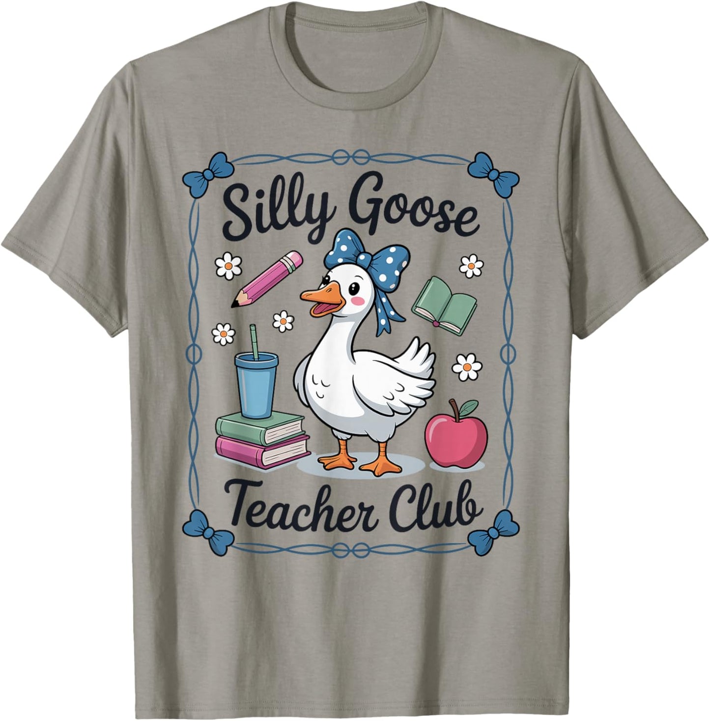 Silly Goose Teacher Club Fun Educator Design T-Shirt - T-Shirt | Sand