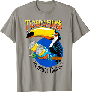 Toucans Are Better Than One Drinking by 8 Pints Apparel T-Shirt - T-Shirt | Sand