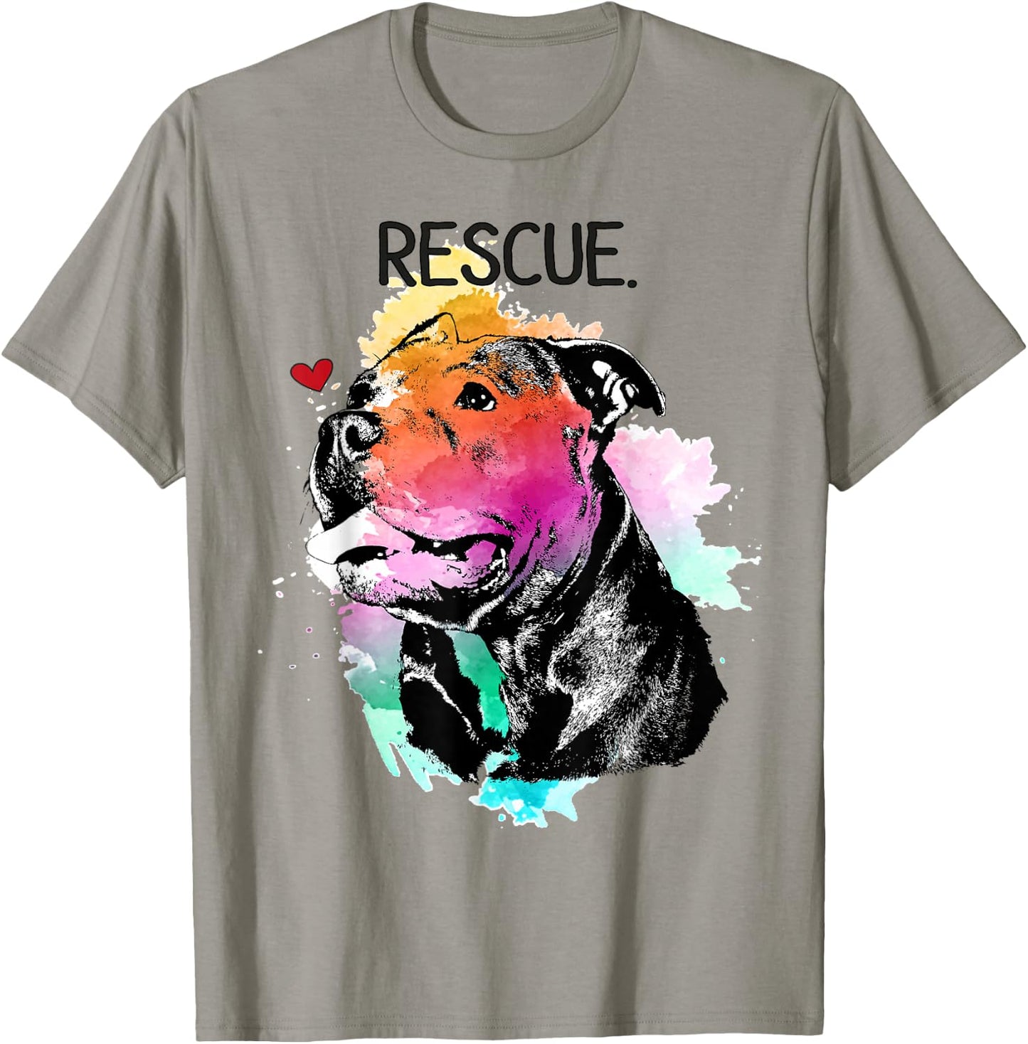 Pitbull Rescue Dog Adopt Don't Shop Watercolor Pittie Mom T-Shirt - T-Shirt | Sand