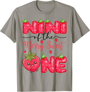 Nini Of The Berry Sweet One Strawberry Girl 1St Birthday T-Shirt - T-Shirt | Sand
