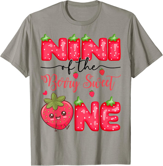 Nini Of The Berry Sweet One Strawberry Girl 1St Birthday T-Shirt - T-Shirt | Sand