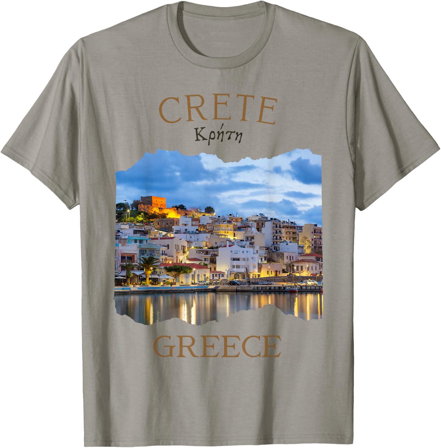 Greek Island Crete Greece featuring Rethimno Town Harbour T-Shirt - T-Shirt | Sand