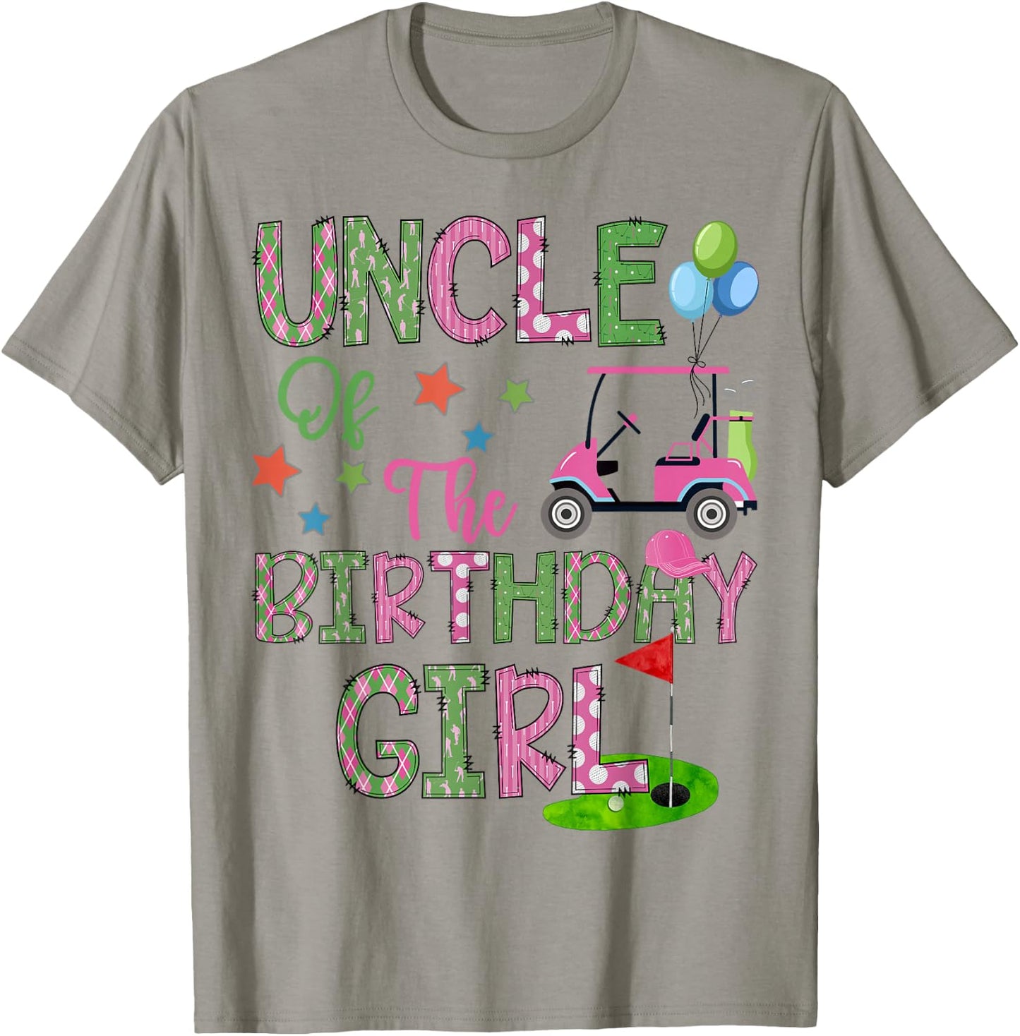 Uncle Of The Birthday Girl Hole In One Golf 1St Bday T-Shirt - T-Shirt | Sand