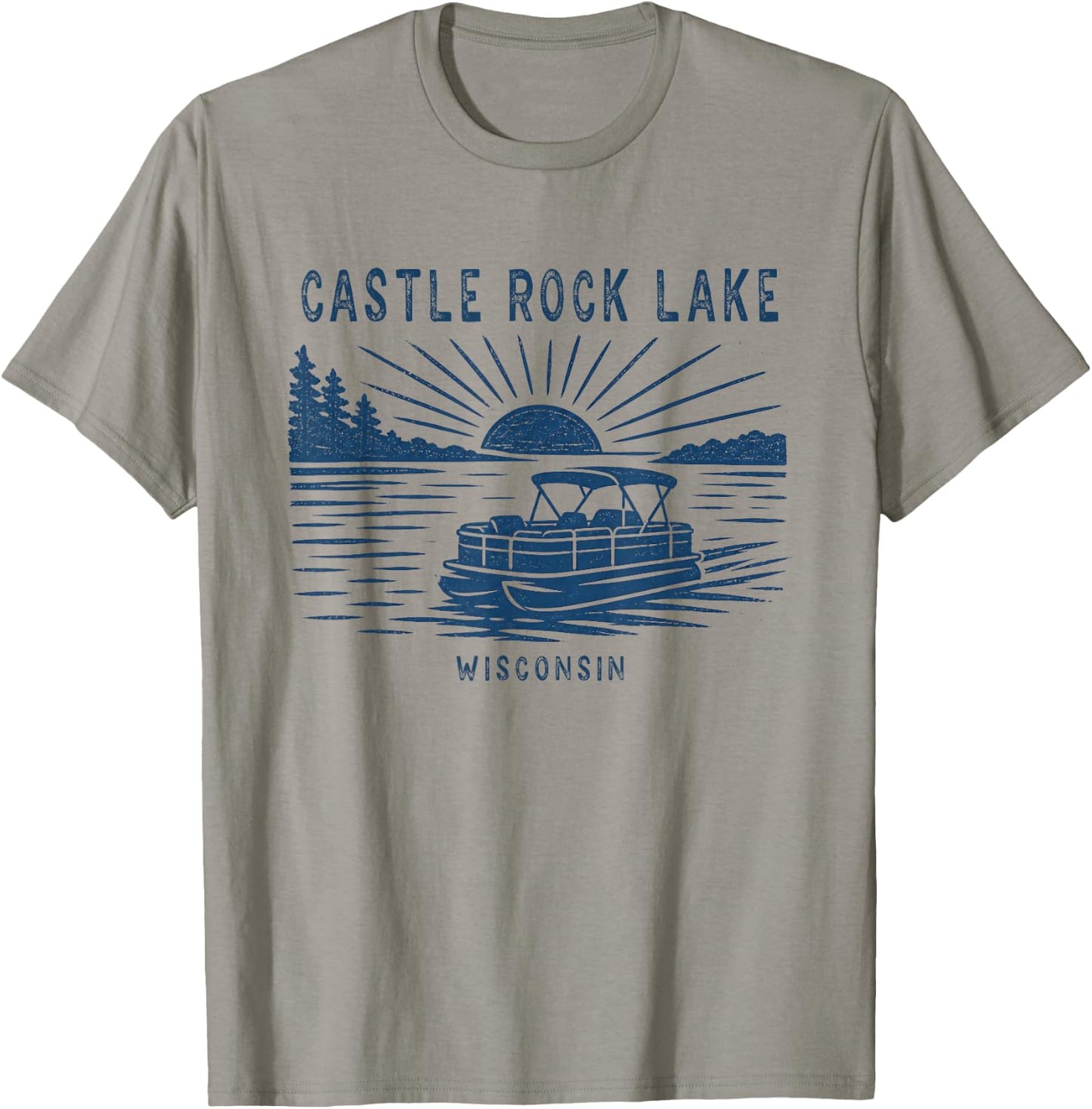 Vintage Castle Rock Lake Wisconsin Outdoors Vacation T-Shirt - T-Shirt | Sand