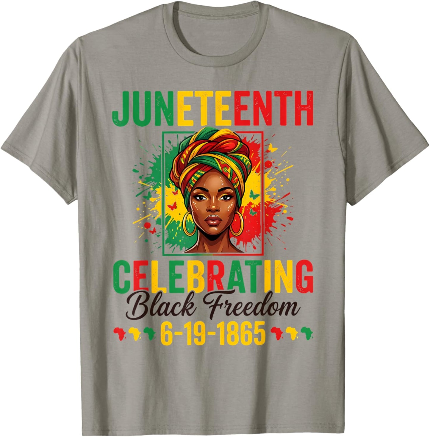 Juneteenth Celebrating 19 1865 Black Women Afro Celebration T-Shirt - T-Shirt | Sand