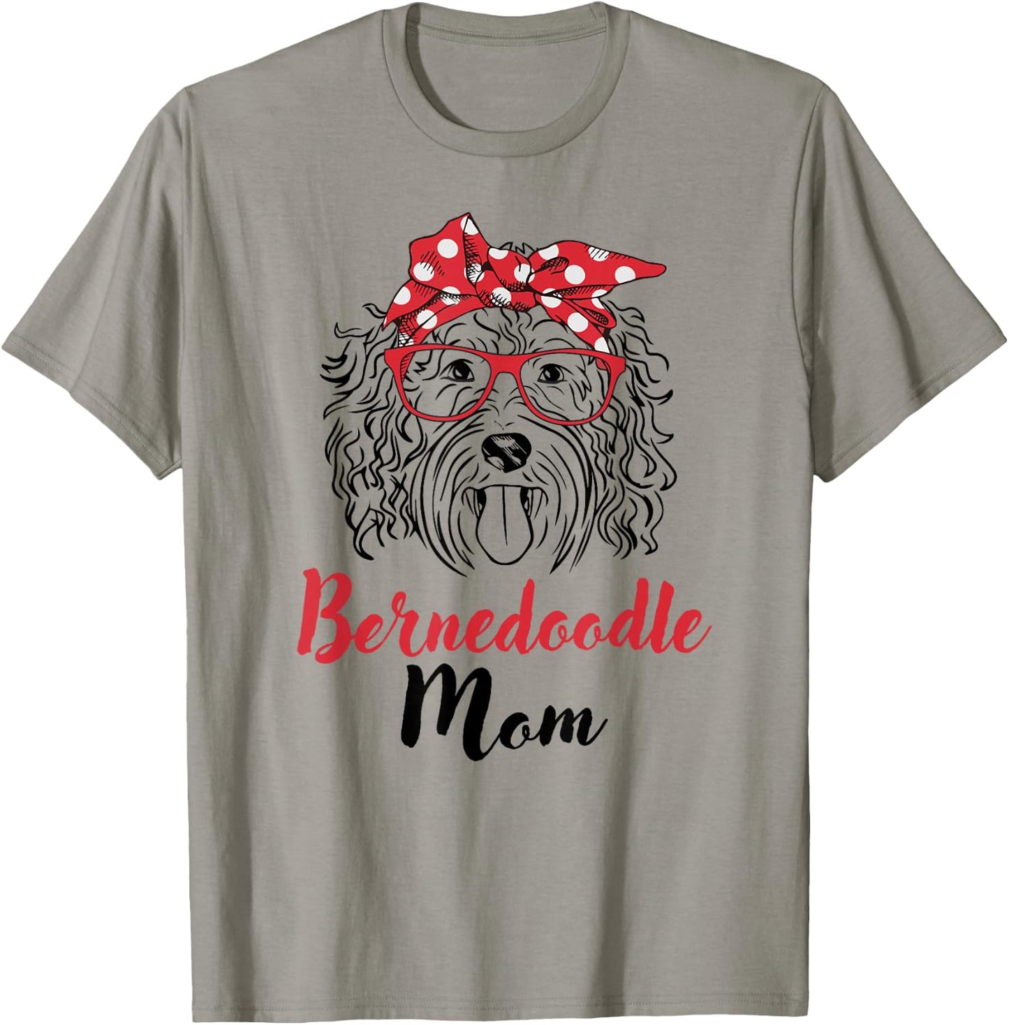 Cute Girls Red Bandana Bernedoodle Mom Dog Lover T-Shirt - T-Shirt | Sand