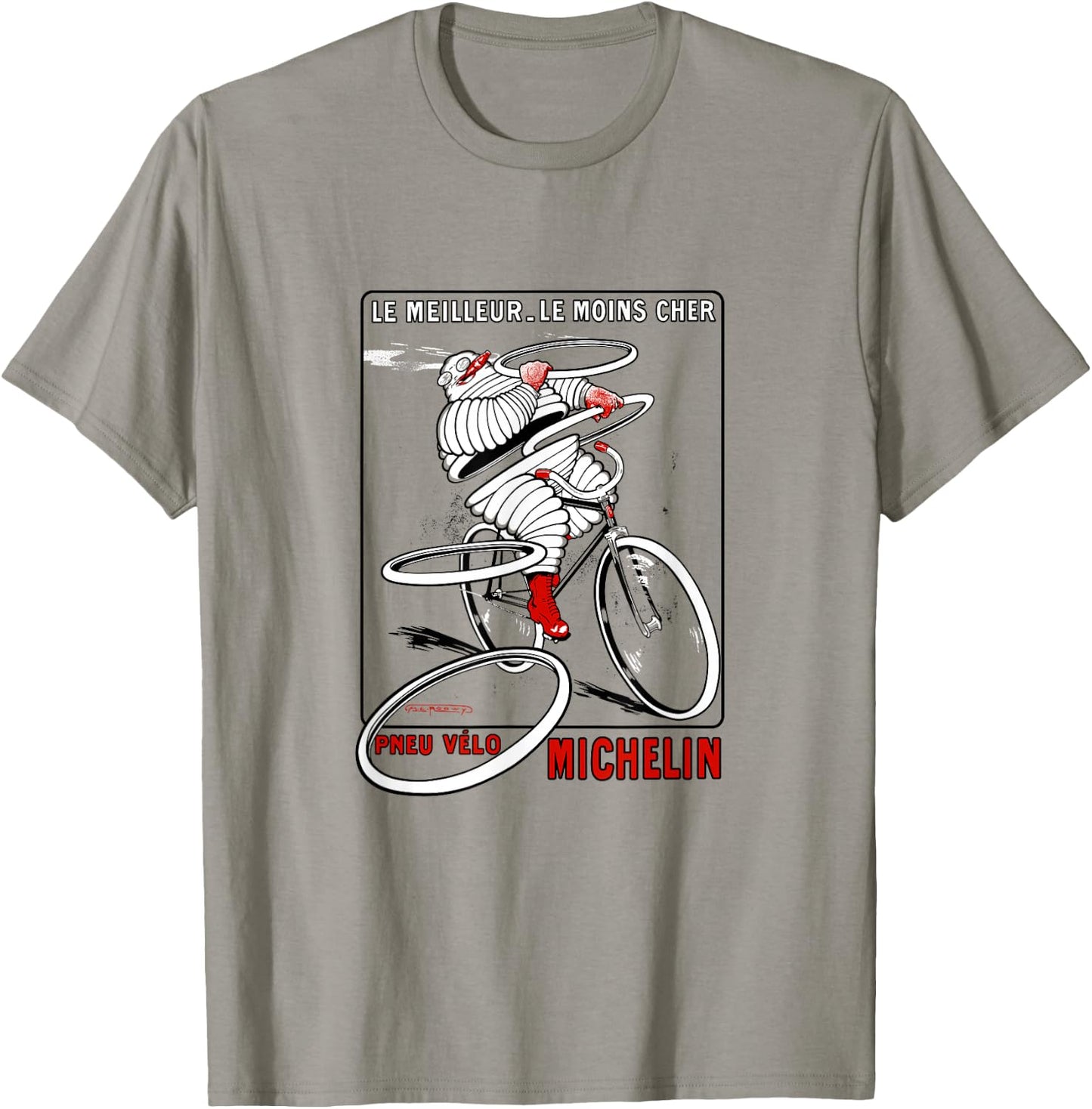 Vintage French Cycling Tire Ad | Bicycle Cyclist Art Shirt T-Shirt - T-Shirt | Sand