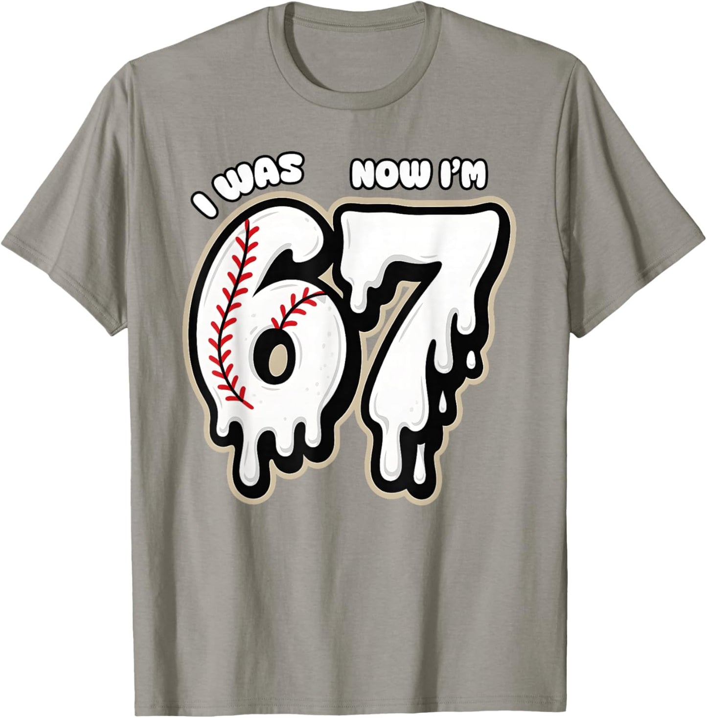 I was 6 Now I'm 7 Birthday Baseball Drip Boys Kids 67 Sport T-Shirt - T-Shirt | Sand