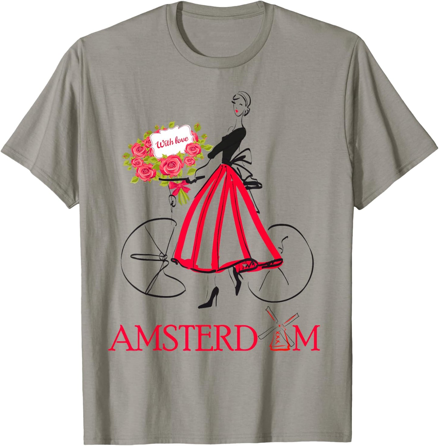 Amsterdam Woman - Amsterdam Bicycle - 5 colors T-Shirt - T-Shirt | Sand