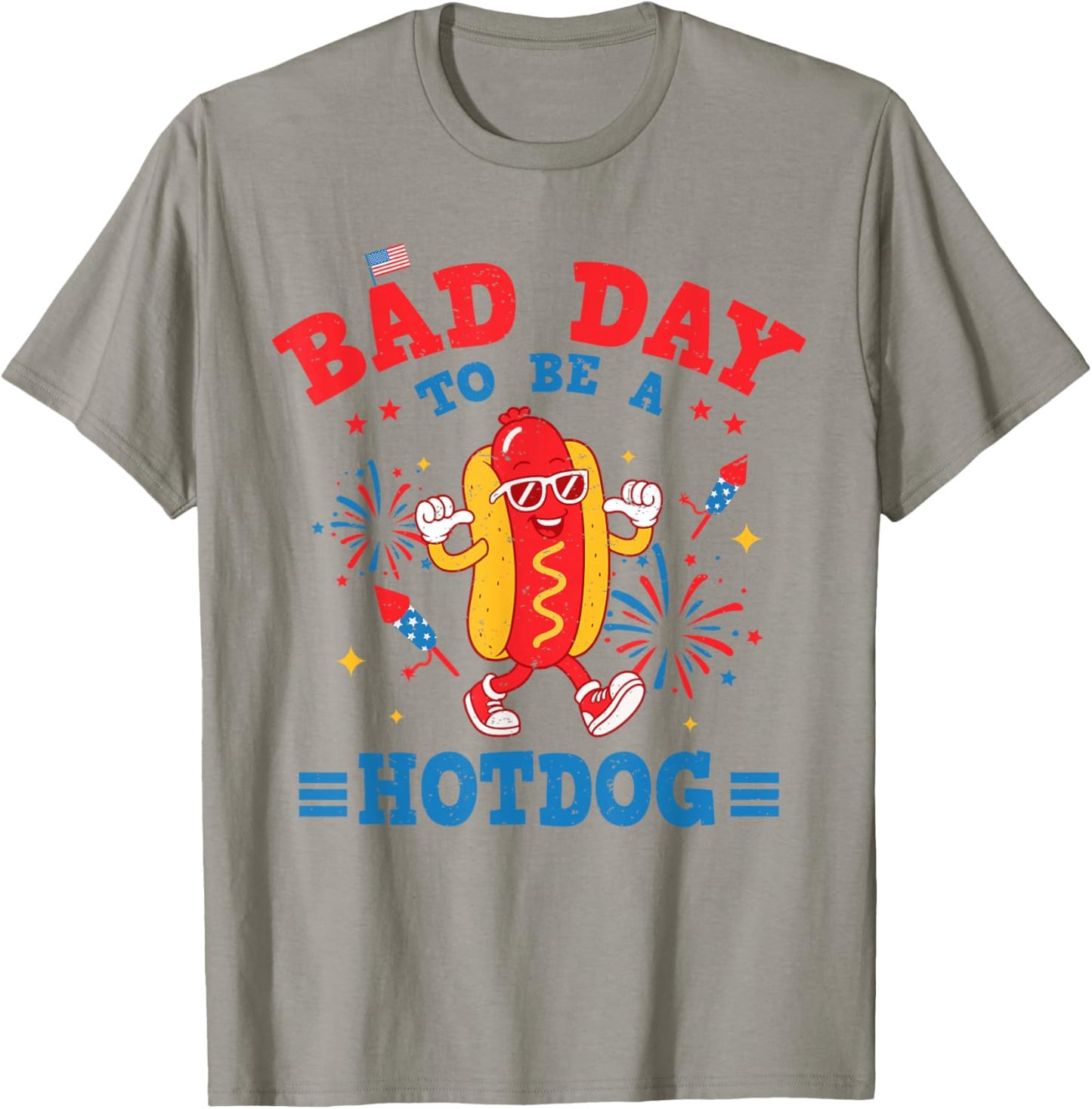 Funny It's A Bad Day to Be A Hotdog Fourth of July Patriotic T-Shirt - T-Shirt | Sand