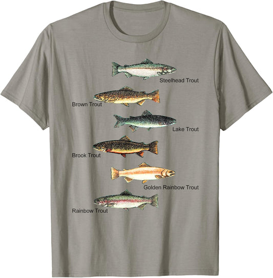 Types of Trout Fish Species Collection Fishing T-Shirt - T-Shirt | Sand