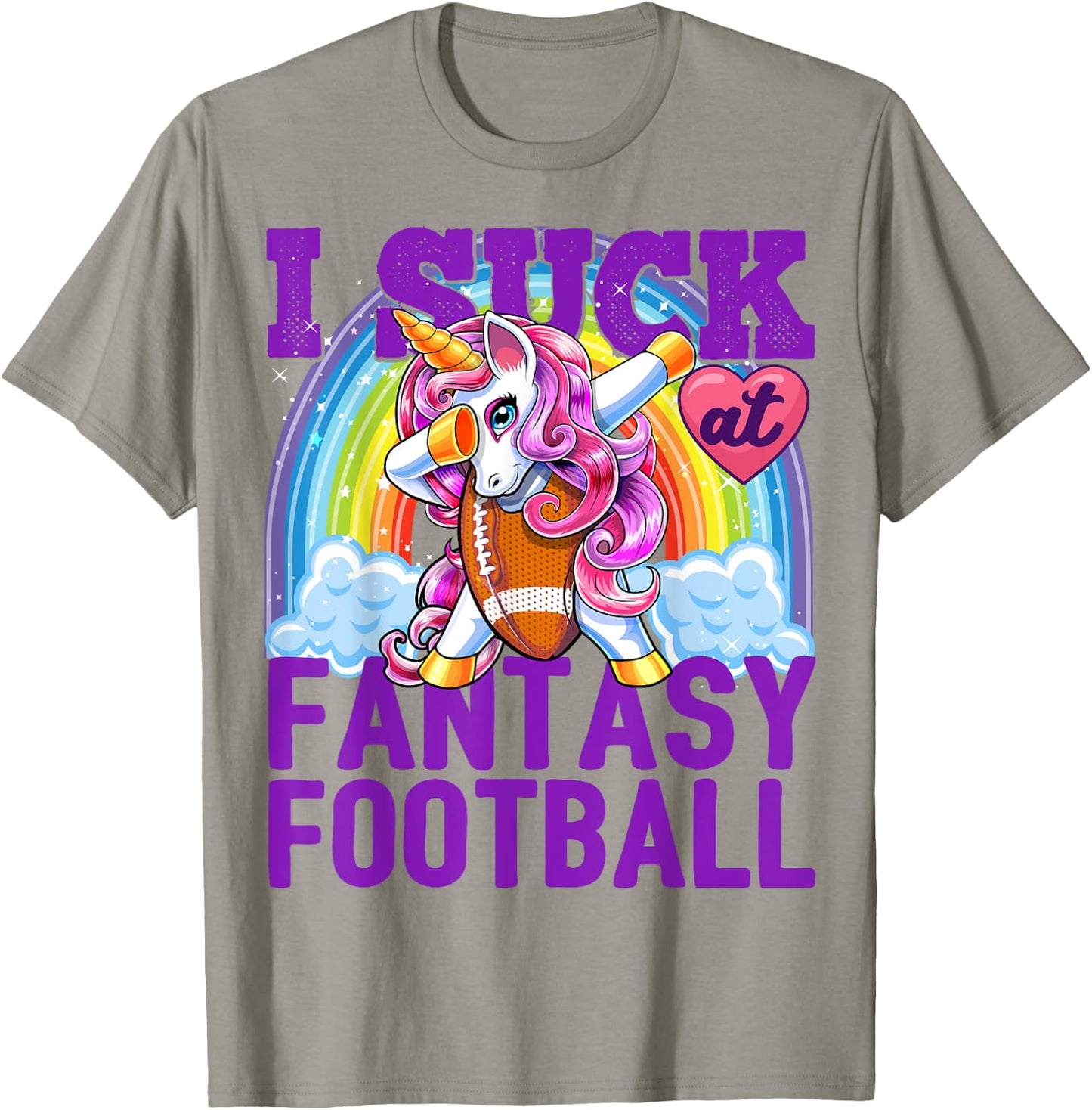 I Suck at Fantasy Football Dabbing Unicorn Loser Shirt Men T-Shirt - T-Shirt | Sand