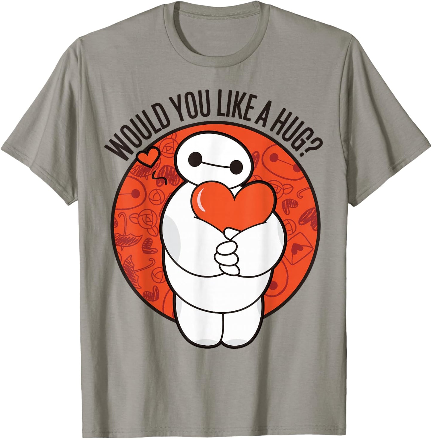 Disney Big Hero 6 Valentine's Day Baymax Hug Heart Logo T-Shirt - T-Shirt | Sand