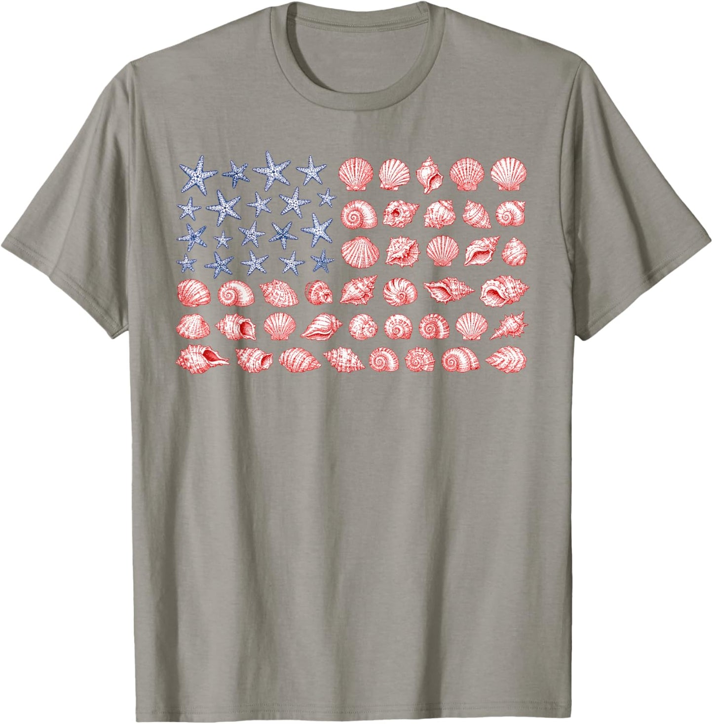 Seashell USA Flag 4th of July Women Kids Summer T-Shirt - T-Shirt | Sand