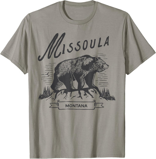 Vintage Montana State Grizzly Bear Retro Missoula Montana T-Shirt - T-Shirt | Sand