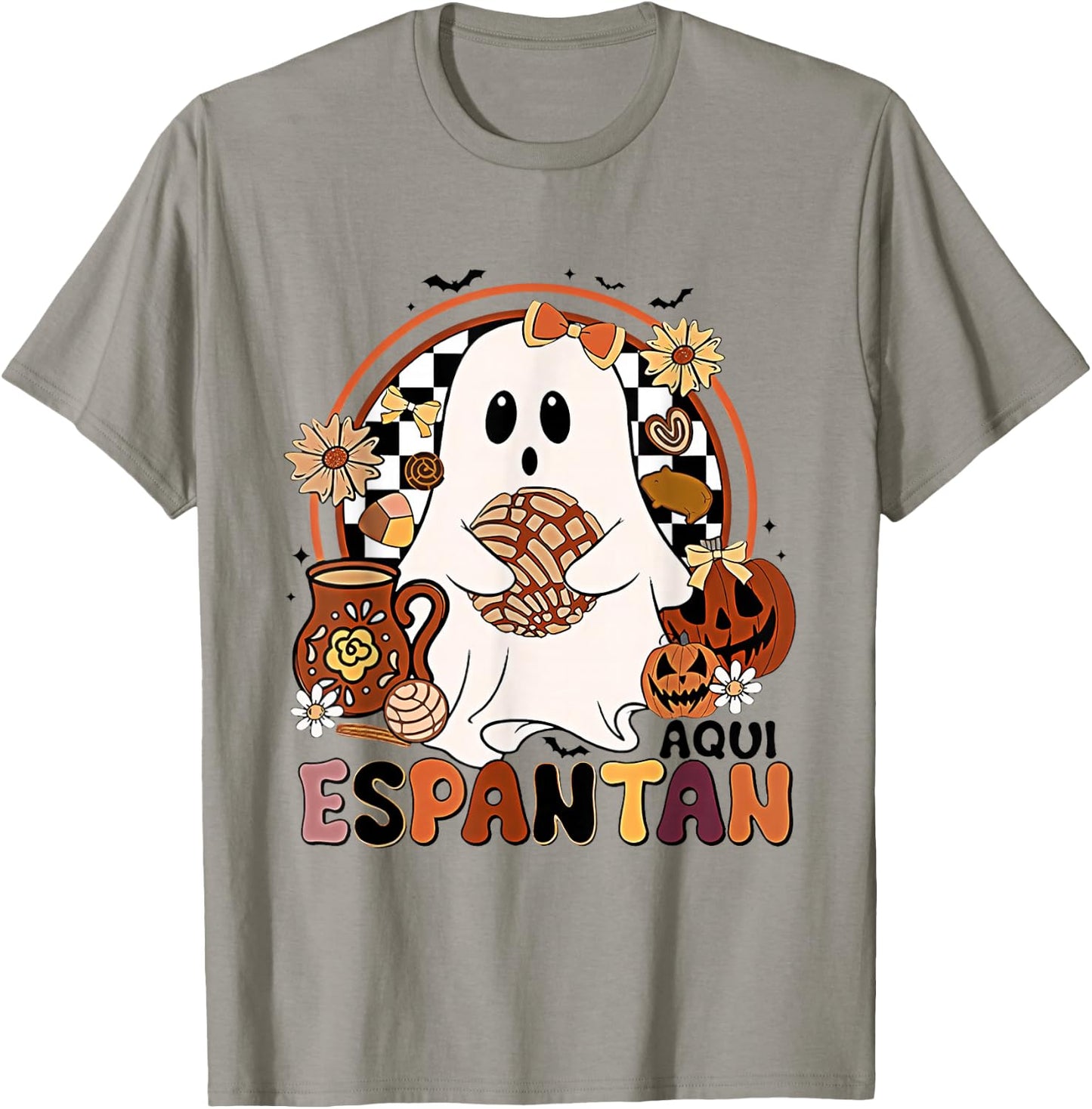 Aqui espantan! Dia de Muertos Spanish Mexican Halloween T-Shirt - T-Shirt | Sand