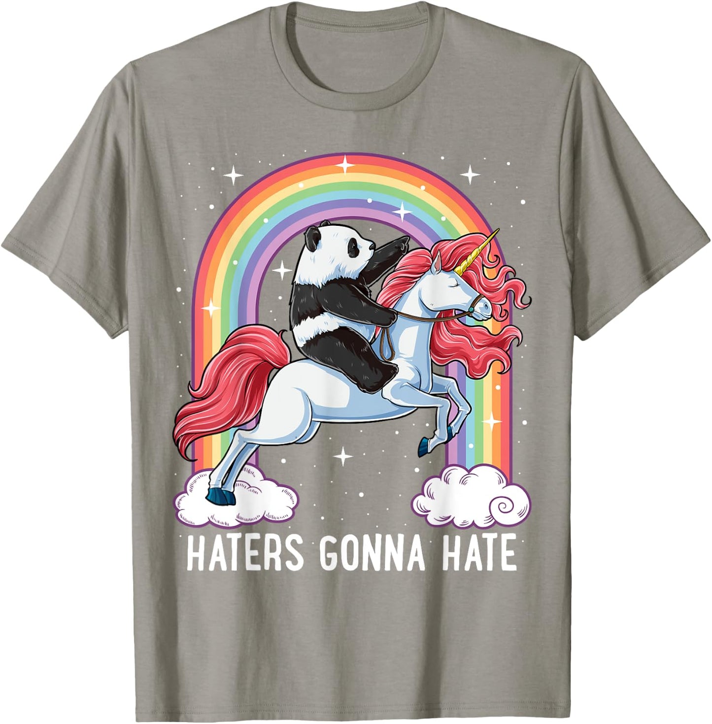 Panda Riding Unicorn Funny Haters Gonna Hate Pandicorn Girls T-Shirt - T-Shirt | Sand