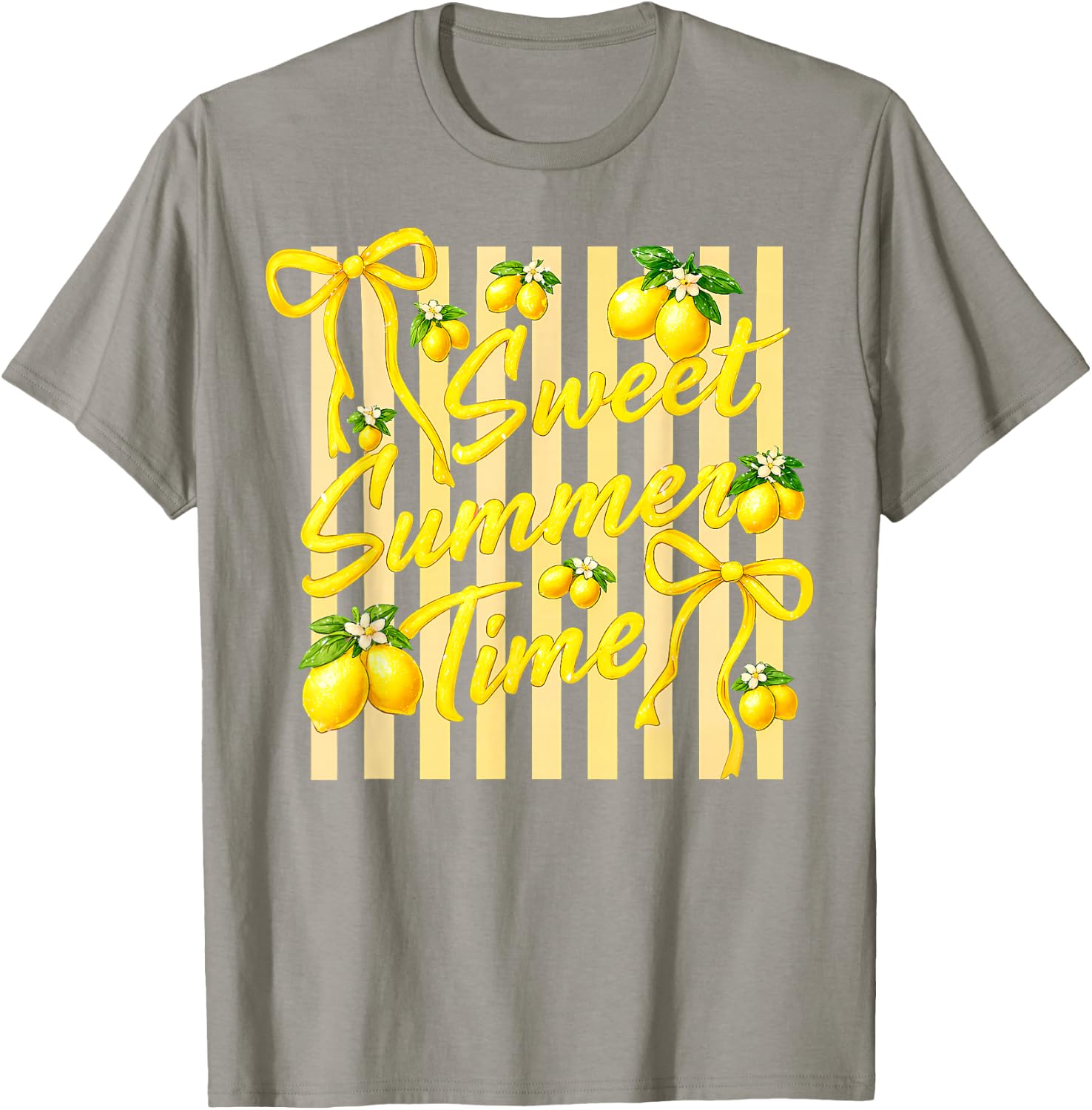 Sweet Summer Time Coquette Bows Lemon Girls Women Vintage T-Shirt - T-Shirt | Sand