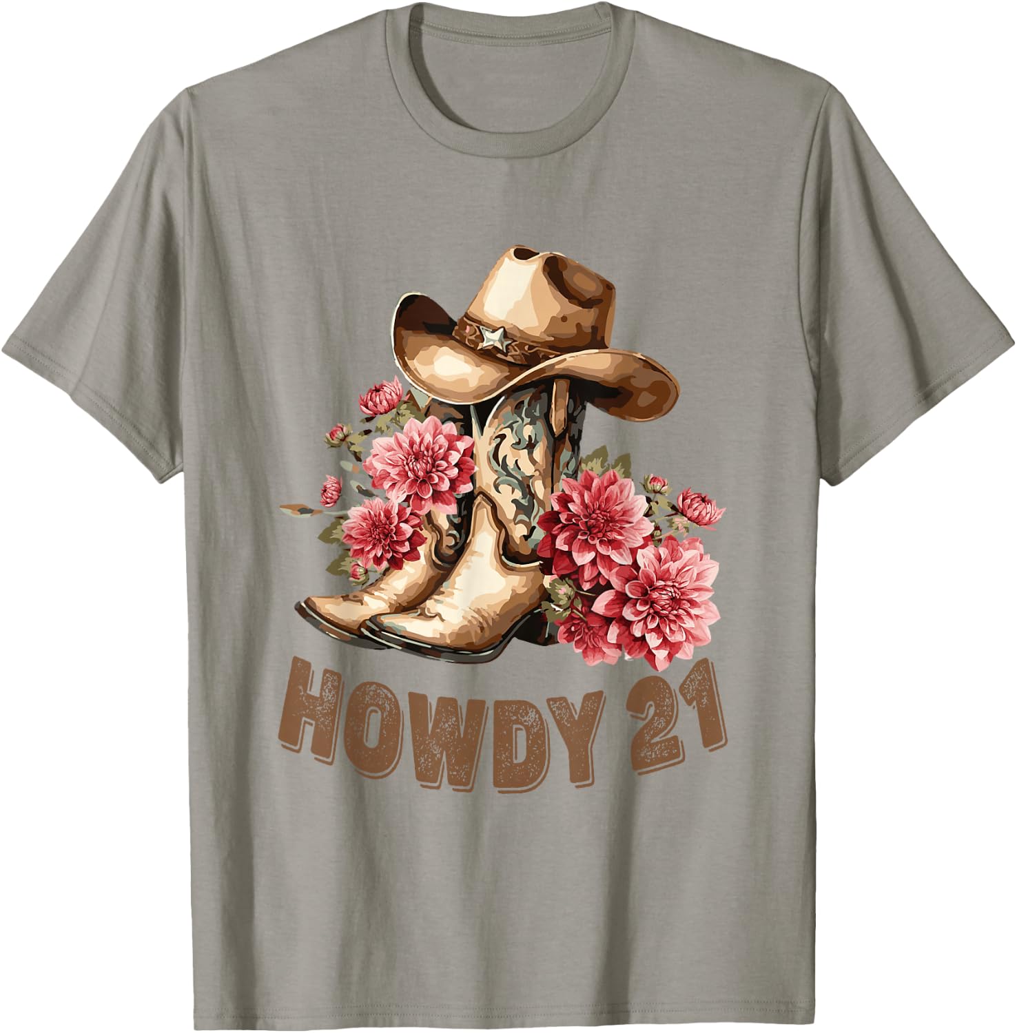 Howdy 21 Year Old Girl Western Country Cowgirl 21st Birthday T-Shirt - T-Shirt | Sand