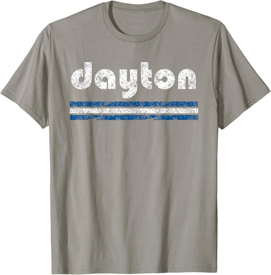 Dayton Ohio Retro Three Stripe Weathered Vintage T-Shirt - T-Shirt | Sand