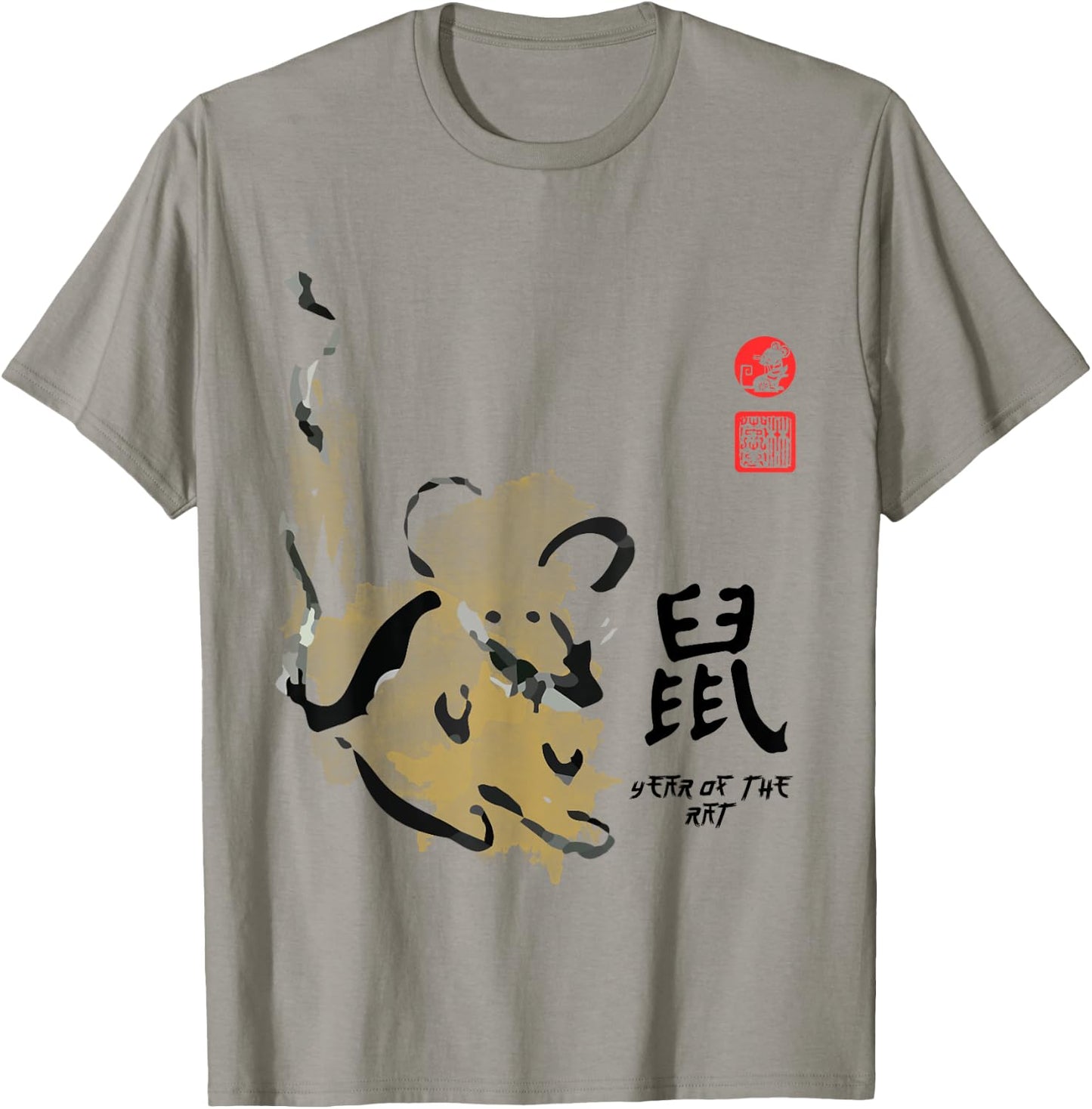Year of Rat Painting Seal Animal Chinese Zodiac T-Shirt - T-Shirt | Sand