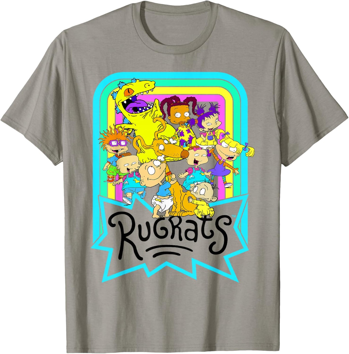 Nickelodeon Rugrats Neon Rainbow Reptar and Friends Small T-Shirt - T-Shirt | Sand