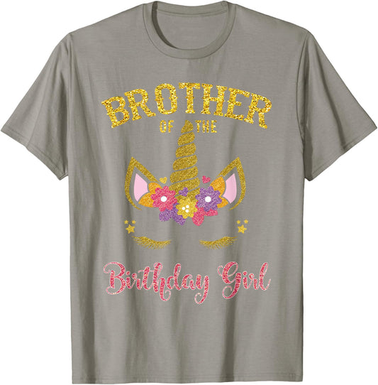 Brother Of The Birthday Girl Unicorn Family Matching T-Shirt - T-Shirt | Sand