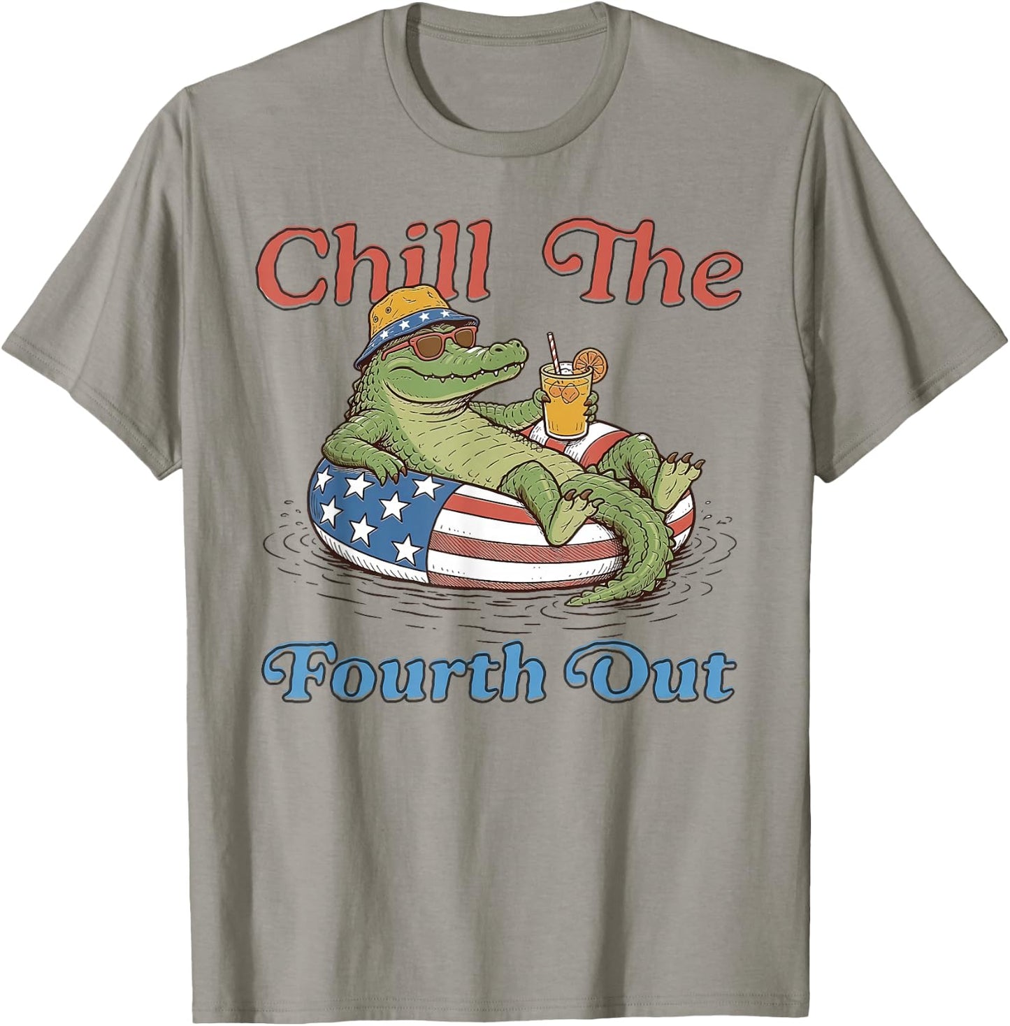 Chill The Fourth Out Funny Alligator 4th of July Cute Gator T-Shirt - T-Shirt | Sand