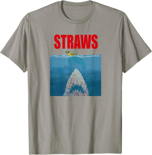Ban Plastics Straws Save Sea Turtles Save Earth Day T-Shirt - T-Shirt | Sand