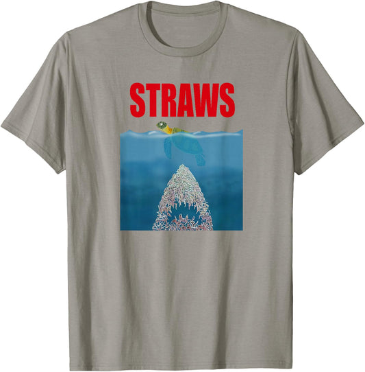 Ban Plastics Straws Save Sea Turtles Save Earth Day T-Shirt - T-Shirt | Sand