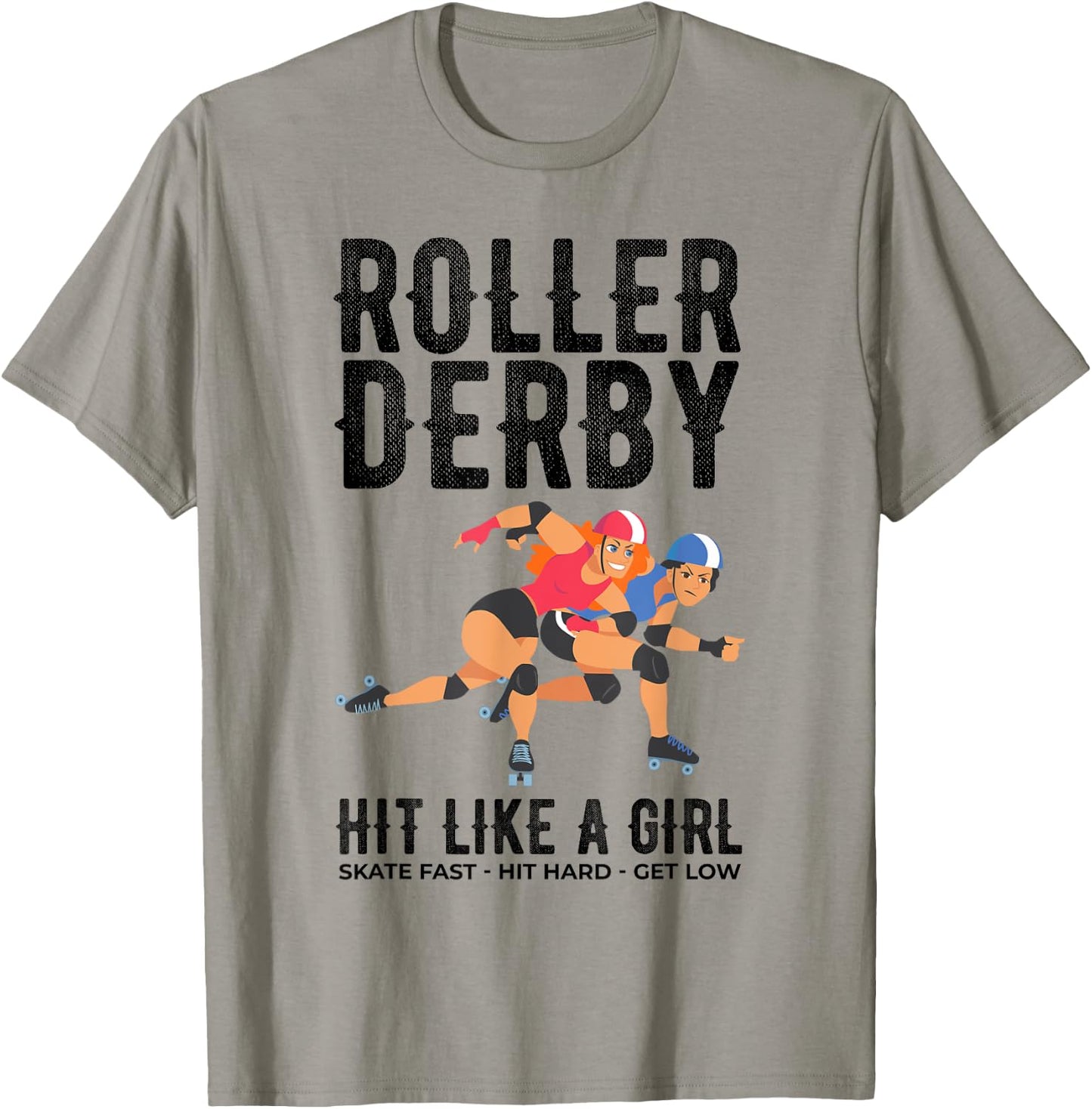 Roller Derby Hit Like a Girl Flat Track Roller Derby Shirt T-Shirt - T-Shirt | Sand