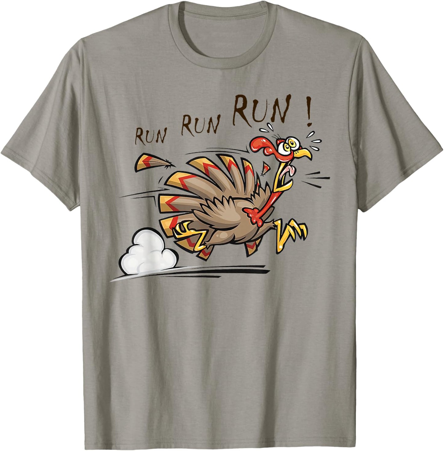 Funny Turkey Run Costume Thanksgiving Running Turkey T-Shirt - T-Shirt | Sand