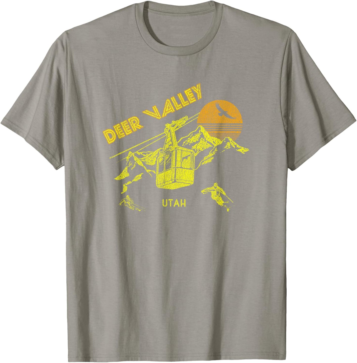 Deer Valley Utah Retro Skiing T-Shirt - T-Shirt | Sand