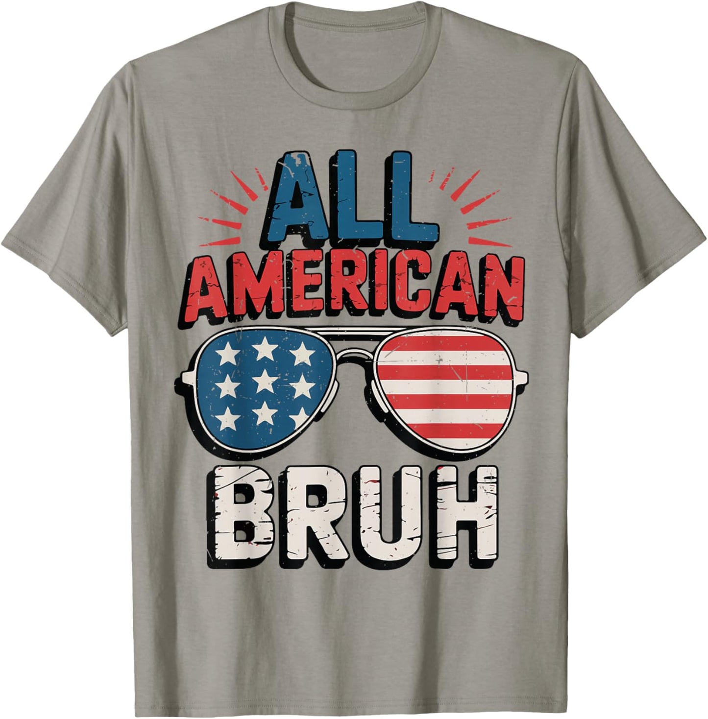 All American Bruh 4th July Boy Teen Patriotic Funny 4th July T-Shirt - T-Shirt | Sand