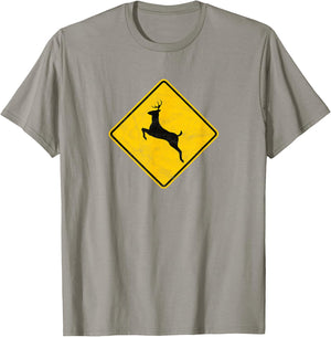 Retro Deer Crossing Vintage Hipster Sign T-Shirt - T-Shirt | Sand