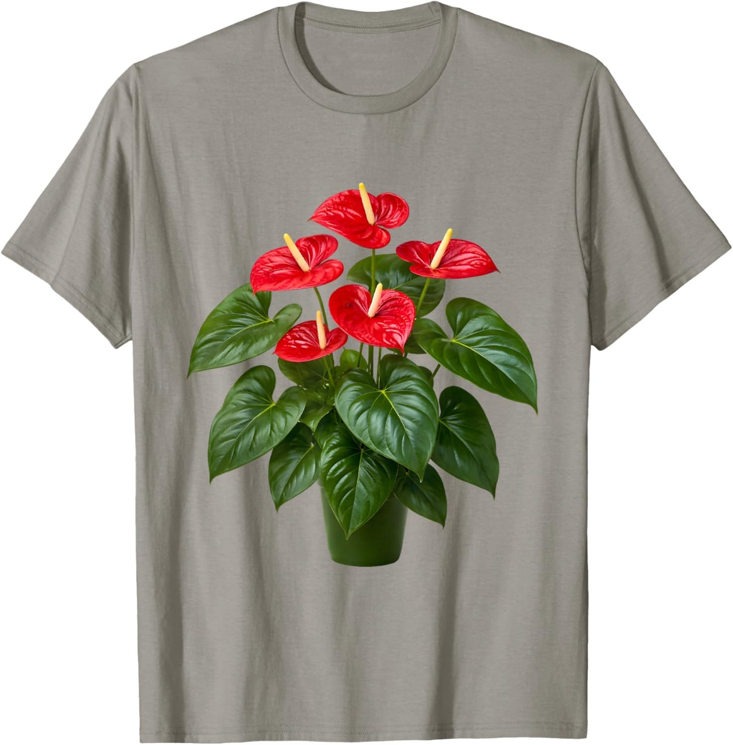 Anthurium Flower Plant Botanical T-Shirt - T-Shirt | Sand