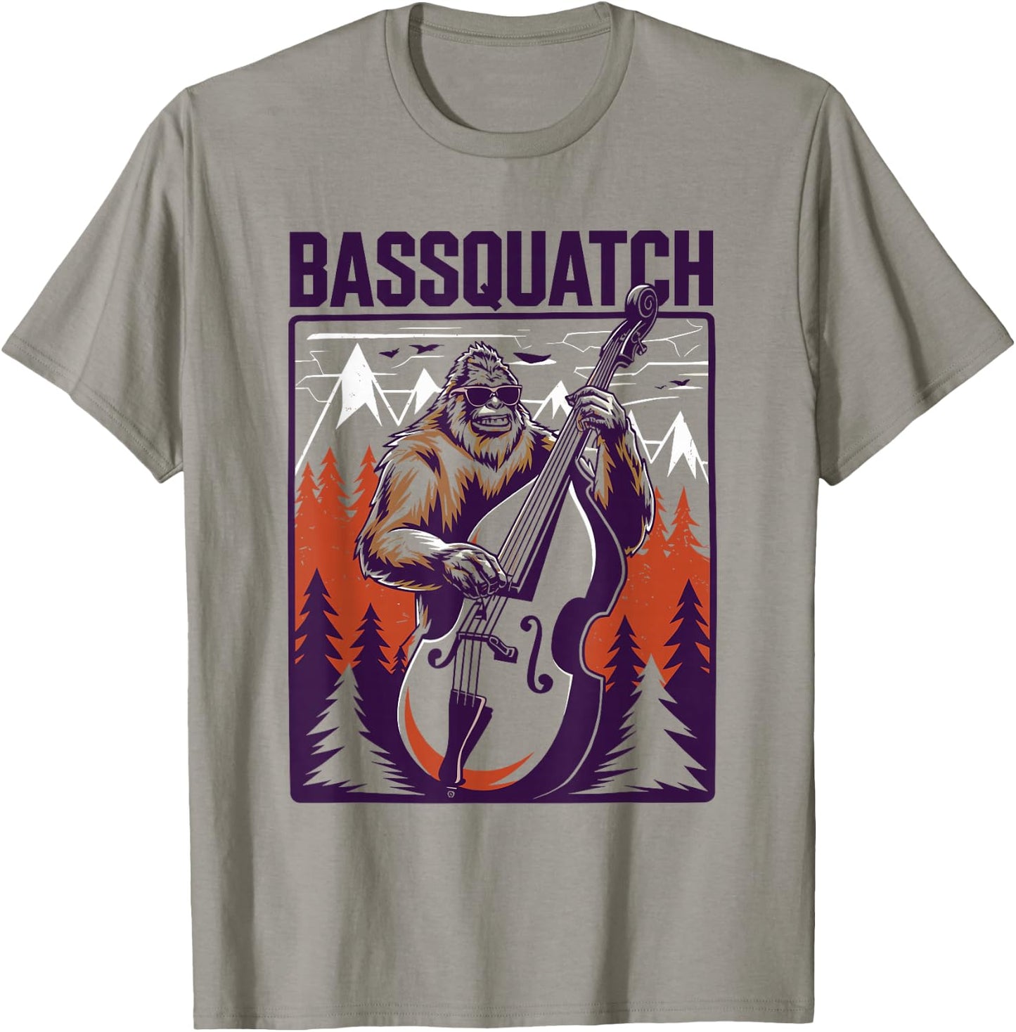 C.J.'s Sasquatch Bigfoot Double Bass Fiddle Gifts Bassquatch Bigfoot Double Bass Fiddle Upright Bass Sasquatch - Men's Yellow Small Classic Fit Short Sleeve Graphic T-Shirt - T-Shirt | Sand