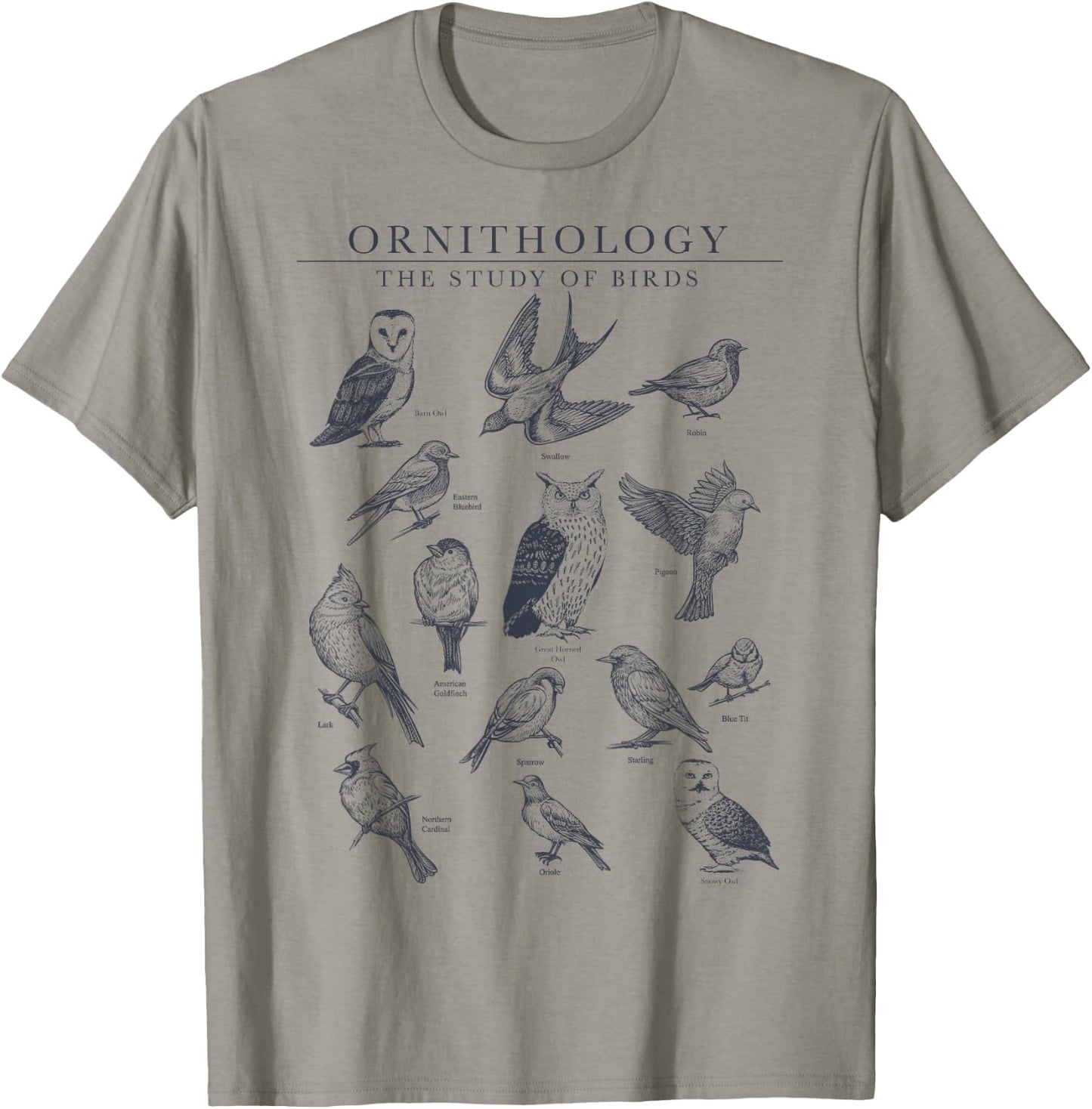 Ornithology The Study Of Birds Sketch T-Shirt - T-Shirt | Sand