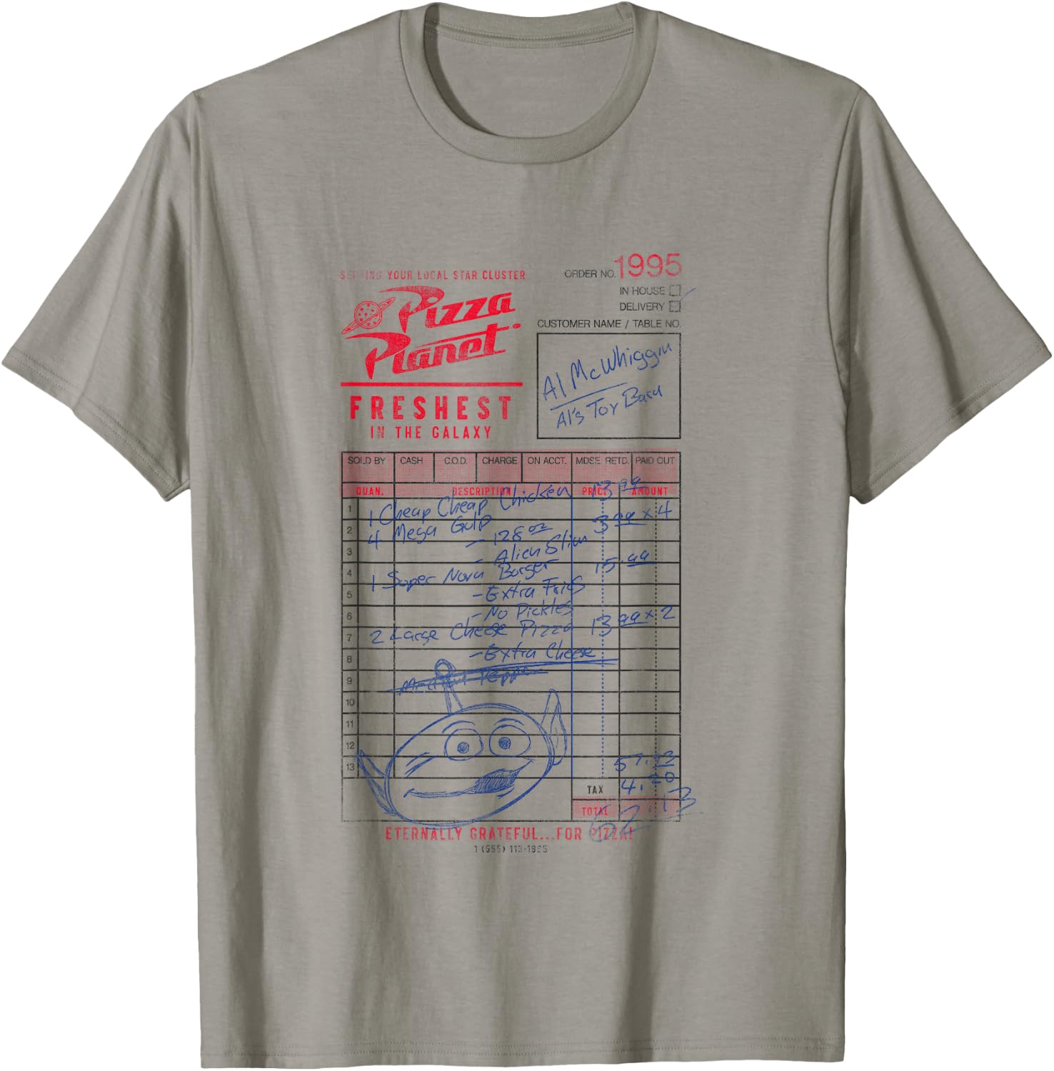 Disney Pixar Toy Story Pizza Planet Order 1995 Vintage Logo T-Shirt - T-Shirt | Sand